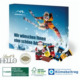 Adventskalender Lindt „HELLO“ Mini Stick Mix mit Santa, Inlay aus Papierfaser