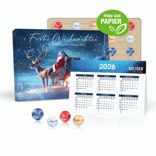„2 in 1“ Marken-Adventskalender Lindt Lindor Minis mit Jahresplaner, Inlay aus Papier (Bild 1)