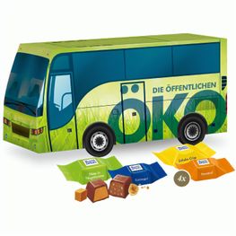 Produktabbildung 3D Präsent "Bus" mit Ritter SPORT Schokowürfel 3D Präsent "Bus" mit Ritter SPORT Schokowürfel