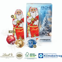 Premium-Präsent mit Lindor Pralinés und Lindt Weihnachtsmann „Medium“
