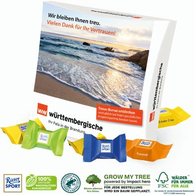 Präsentbox mit Ritter Sport Schokowürfel