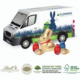 Produktabbildung 3D Präsent Transporter Ostern mit Schokoladenmischung von Lindt 3D Präsent Transporter Ostern mit Schokoladenmischung von Lindt