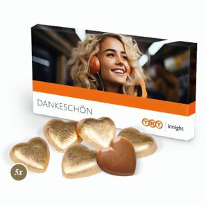 Präsentbox mit Lindt Schokoherzen