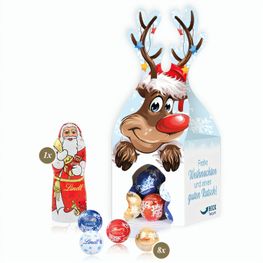 3D Präsent "Rentier" mit Lindt Minis und Nikolaus