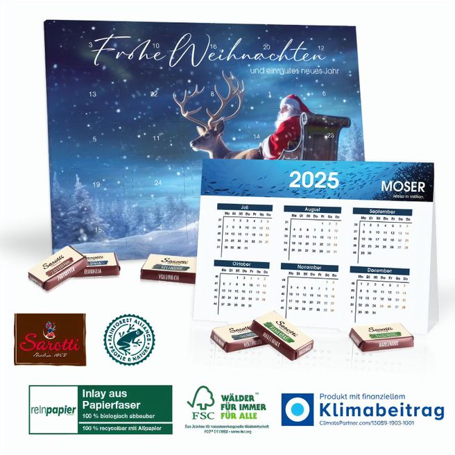 „2 In 1“ Adventskalender Sarotti mit Jahresplaner, Inlay aus Papierfaser