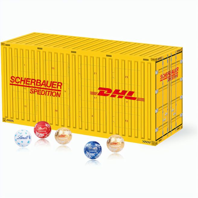 Produktabbildung 3D Adventskalender "Container" mit Lindt Schokolade 3D Adventskalender "Container" mit Lindt Schokolade