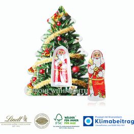 Schokokarte „Business“ Weihnachtsbaum mit Lindt Weihnachtsmann