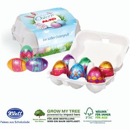 Schoko-Eier 6er mit Klett Schokolade