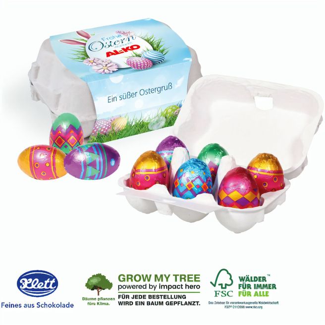 Schoko-Eier 6er mit Klett Schokolade