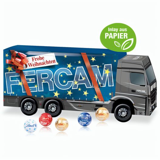 3D Adventskalender "LKW" mit Lindt Schokolade mit Papier-Inlay (Bild 1)
