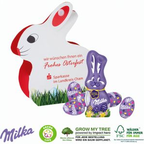 Werbe-Hase mit Schokoladenmischung von Milka