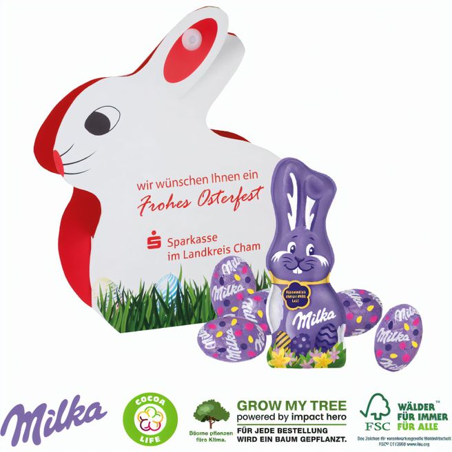 Werbe-Hase mit Schokoladenmischung von Milka