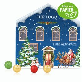 Produktabbildung Adventskalender Weihnachtshaus "Exklusiv" mit Fairtrade® Schokolade Adventskalender Weihnachtshaus "Exklusiv" mit Fairtrade® Schokolade