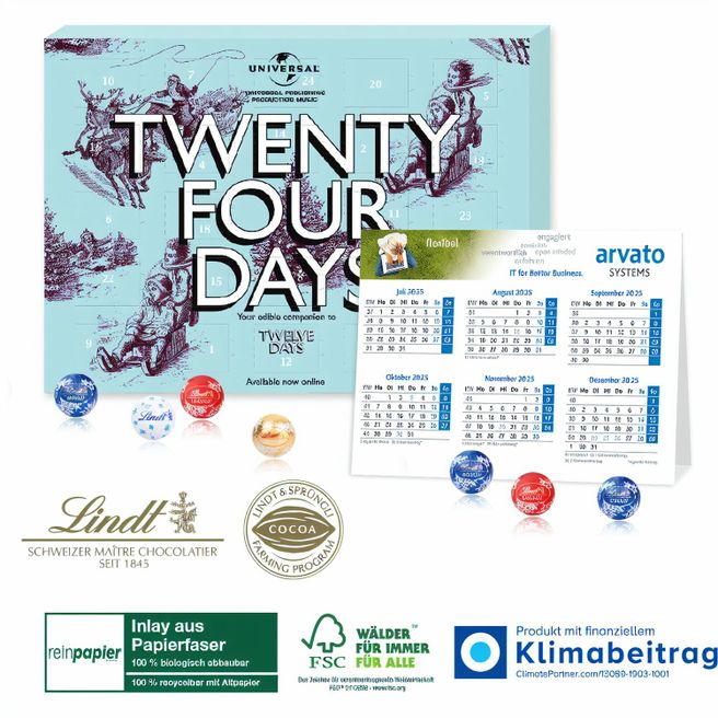 „2 In 1“ Adventskalender Lindt Minis mit Jahresplaner, Inlay aus Papierfaser