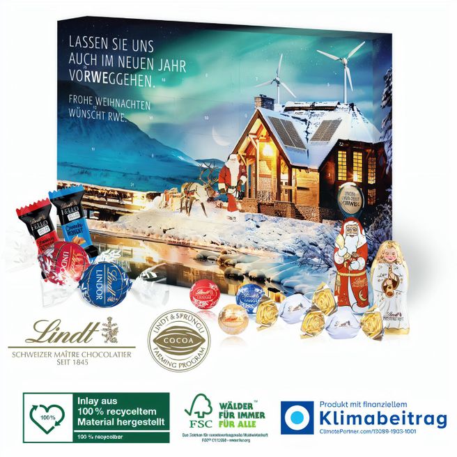 Adventskalender Lindt „Premium-Selection“, Inlay aus 100% recyceltem Material
