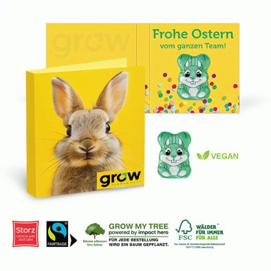 Produktabbildung Werbe Klappkarte Osterhase Vegan Werbe Klappkarte Osterhase Vegan