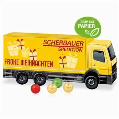 Produktabbildung 3D Adventskalender "LKW" mit Fairtrade® Schokolade mit Papier-Inlay 3D Adventskalender "LKW" mit Fairtrade® Schokolade mit Papier-Inlay