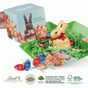 Oster-Werbewürfel mit Schokolade von Lindt