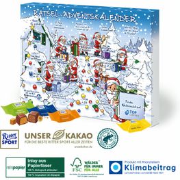 Adventskalender mit Ritter SPORT Schokowürfel, Inlay aus Papierfaser