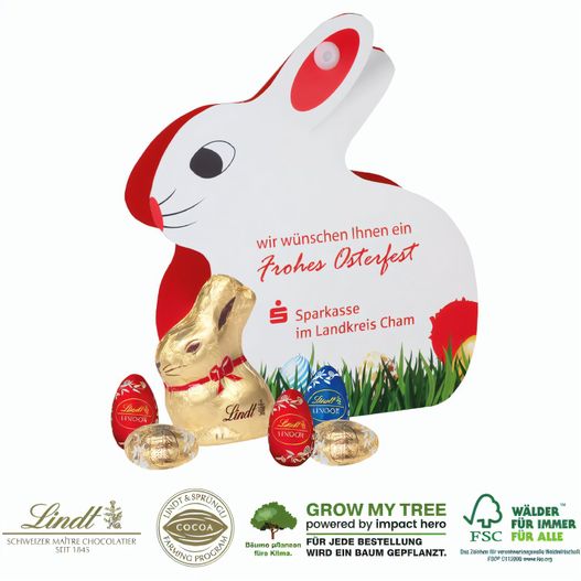 Produktabbildung Werbe Hase mit Schokoladenmischung von Lindt Werbe Hase mit Schokoladenmischung von Lindt (Bild 1)
