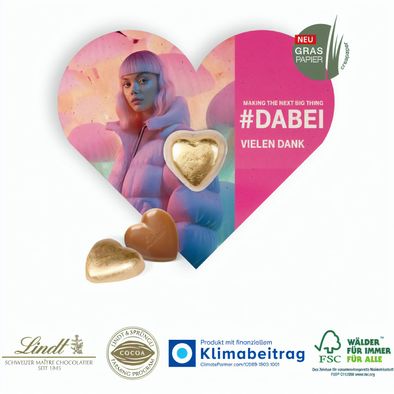 Schokokarte "Herz" mit Lindt Herz