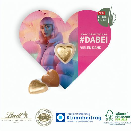 Schokokarte "Herz" mit Lindt Herz (Bild 1)