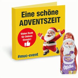 Produktabbildung Werbe-Klappkarte mit Weihnachtsmann von Milka Werbe-Klappkarte mit Weihnachtsmann von Milka