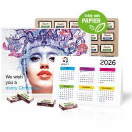 Produktabbildung „2 in 1“ Marken-Adventskalender Sarotti mit Jahresplaner, Inlay aus Papier „2 in 1“ Marken-Adventskalender Sarotti mit Jahresplaner, Inlay aus Papier