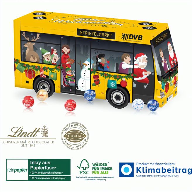 3D Adventskalender Lindt „Bus“ Organic