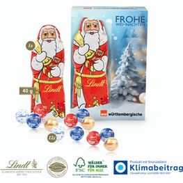 Premium-Präsent mit Lindt Minis und Lindt Weihnachtsmann „Medium“
