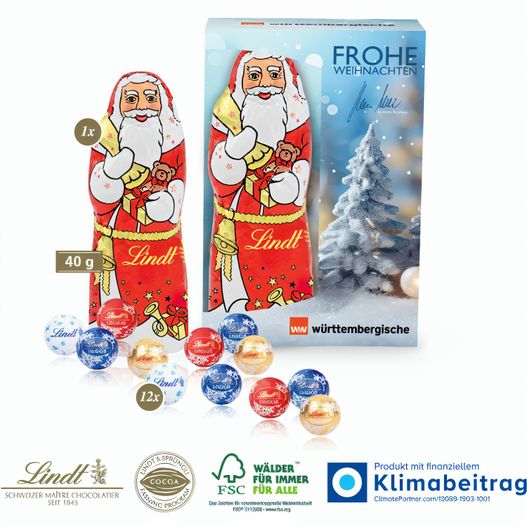 Premium-Präsent mit Lindt Minis und Lindt Weihnachtsmann „Medium“ (Bild 1)
