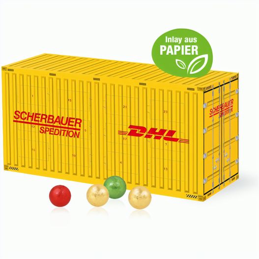 3D Adventskalender "Container" mit Fairtrade® Schokolade mit Papier-Inlay (Bild 1)