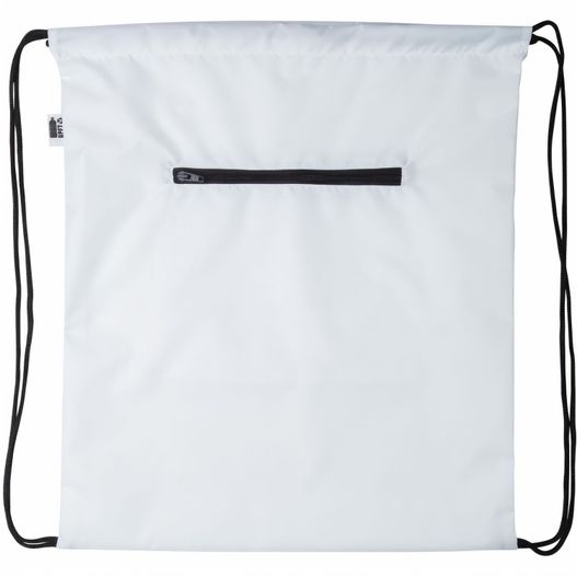 eine weiße tasche mit einem schwarzen reißverschluss Individueller Turnbeutel CreaDraw Zip RPET (Bild 1)