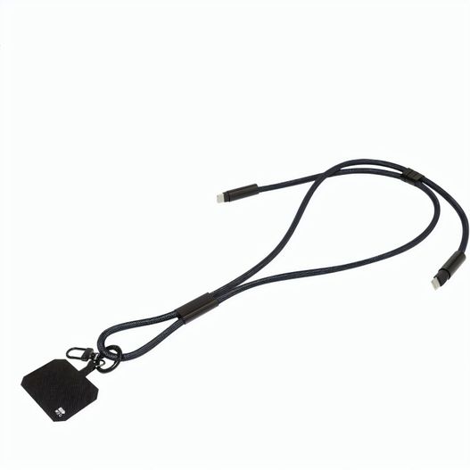 60W Lanyard mit Lade- und Datenkabel aus RPET HolCharge (Bild 1)