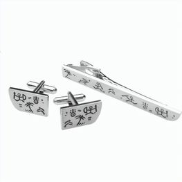 Manschettenknopf- und Krawattenklammer-Set Tahiti