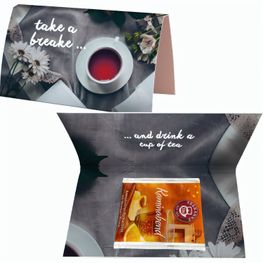 Beuteltee Kaminabend, ca. 2g, Werbekarte A6 gefaltet