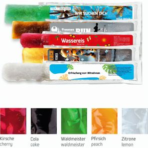 Wassereis im 5er Sortenmix (Kirsche, Waldmeister, Cola, Zitrone, Pfirsich), 40 ml, Express Schlauchtüte mit Etikett