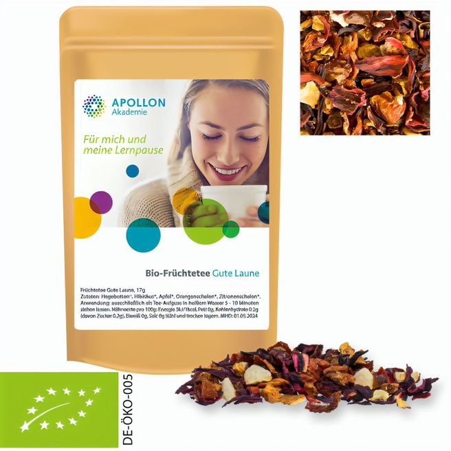 Produktabbildung Bio Früchtetee gute Laune, ca. 17g, Standbeutel Mini Bio Früchtetee gute Laune, ca. 17g, Standbeutel Mini