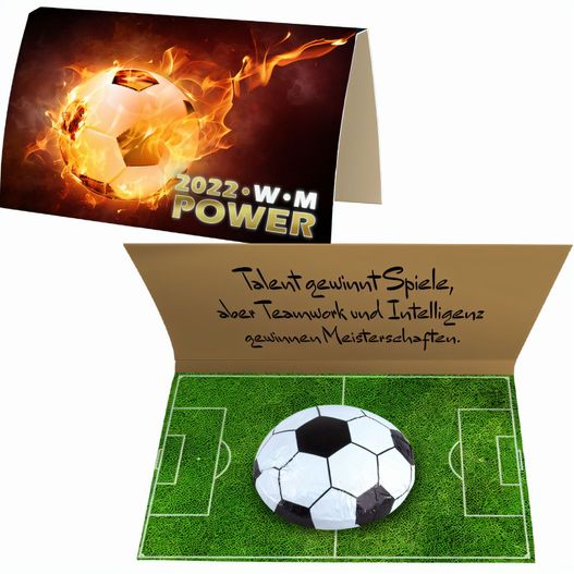 Produktabbildung Schoko-Fußbälle, ca. 13g, Werbekarte gefaltet Schoko-Fußbälle, ca. 13g, Werbekarte gefaltet (Bild 1)