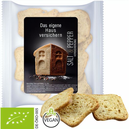 Produktabbildung Bio Brot Chips Salz und Pfeffer, ca. 20g, Express Maxi-XL-Tüte mit Etikett Bio Brot Chips Salz und Pfeffer, ca. 20g, Express Maxi-XL-Tüte mit Etikett (Bild 1)