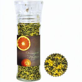 Gewürzmischung Orangen-Pfeffer, ca. 45g, transparente Gewürzmühle