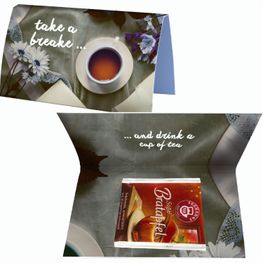 Beuteltee Bratapfel, ca. 2,5g, Werbekarte A6 gefaltet