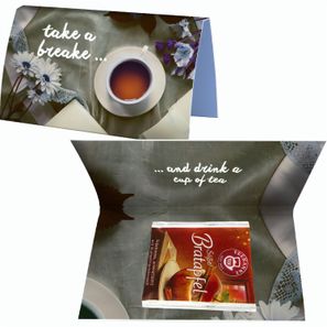 Beuteltee Bratapfel, ca. 2,5g, Werbekarte A6 gefaltet