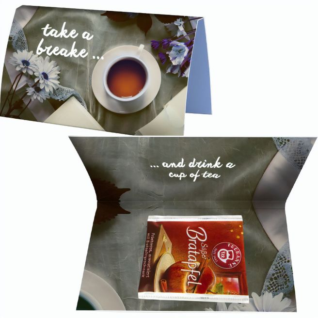 Beuteltee Bratapfel, ca. 2,5g, Werbekarte A6 gefaltet