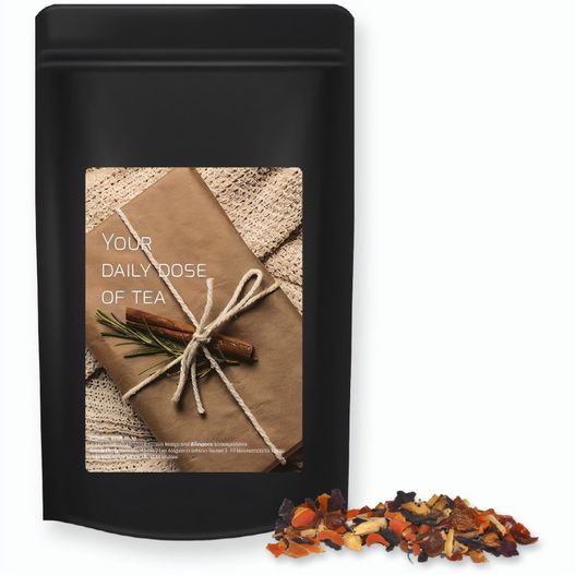 Kaminfeuer Tee, ca. 50g, Standbeutel Midi schwarz (Bild 1)