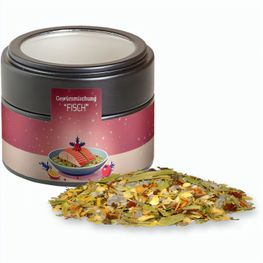 Weihnachts Gewürzmischung Fisch, ca. 55g, Metalldose Mini mit Sichtfenster schwarz