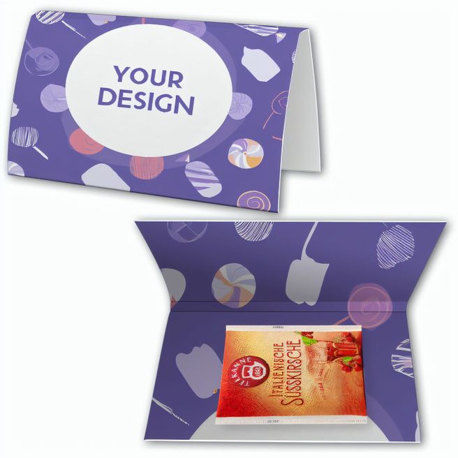 Produktabbildung Beuteltee Italienische Süsskirsche, ca. 2,5g, Werbekarte A6 gefaltet Beuteltee Italienische Süsskirsche, ca. 2,5g, Werbekarte A6 gefaltet