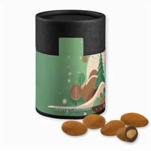 Schokomandeln mit Zimt, ca. 80g, Kraftpapierdose Midi schwarz