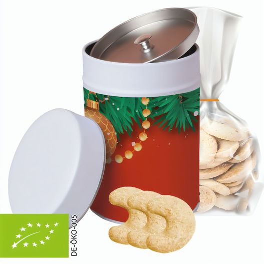 Produktabbildung Bio Vanillekipferl, ca. 100g, Beutel in Metalldose Maxi Bio Vanillekipferl, ca. 100g, Beutel in Metalldose Maxi (Bild 1)