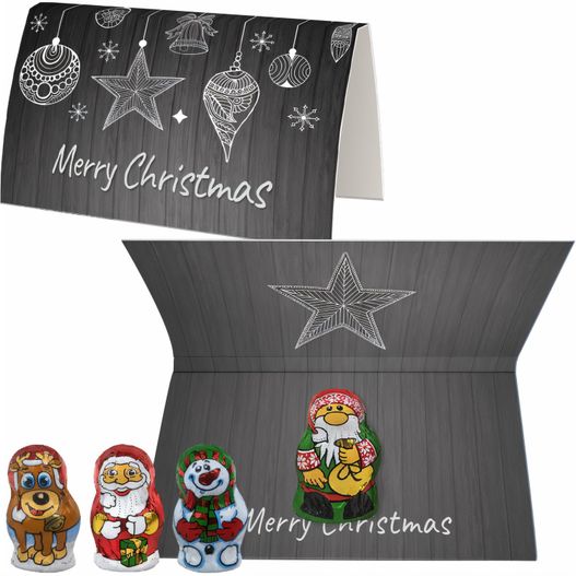 Produktabbildung Schoko-Weihnachts Mix, ca. 7g, Werbekarte A6 gefaltet Schoko-Weihnachts Mix, ca. 7g, Werbekarte A6 gefaltet (Bild 1)
